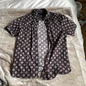 AllSaints Patterned Button Up Short Sleeve, Size S